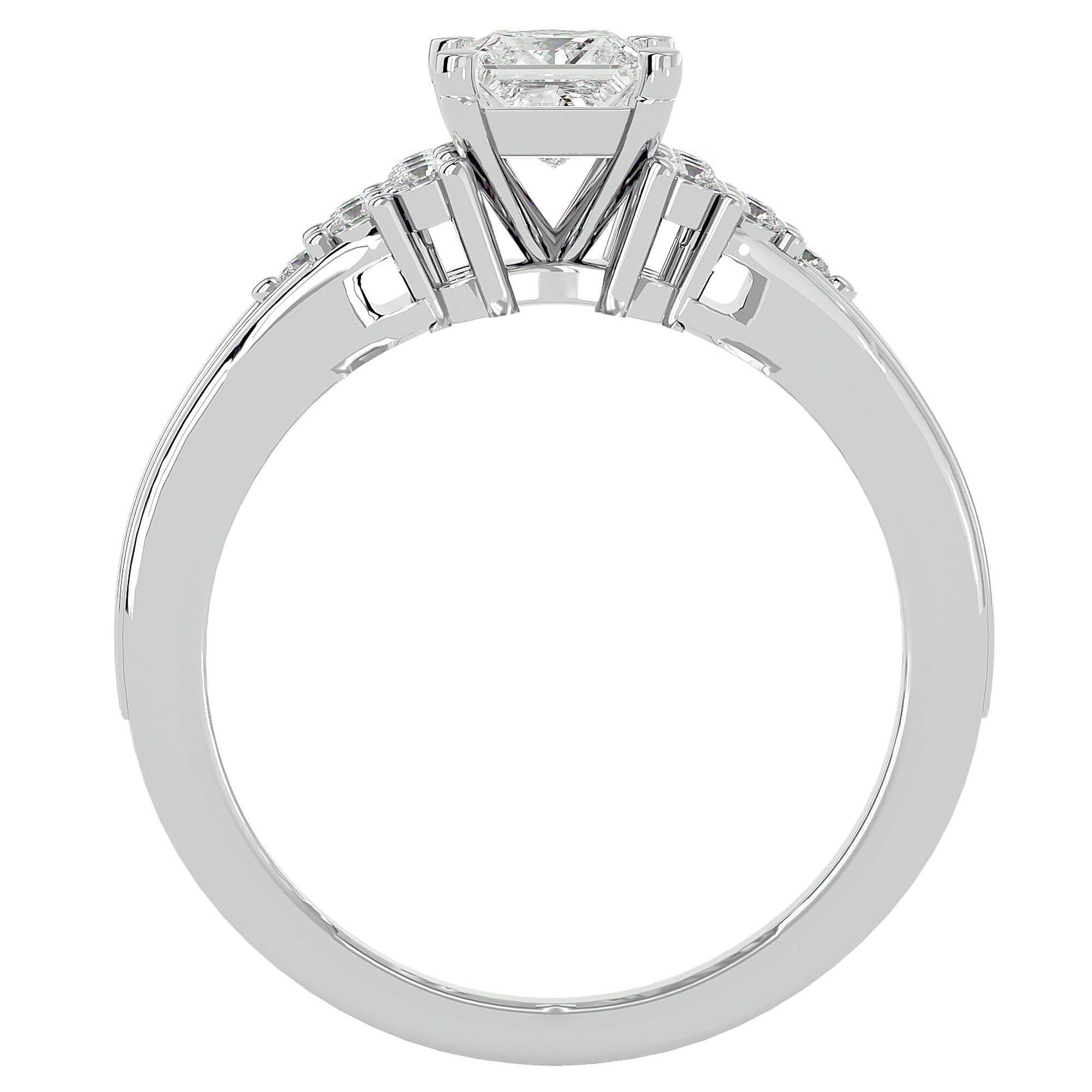 Inel de Logodnă cu Diamante Create în Laborator Tăietură Princess de 0.92 ct din Platina - Castelo.ro