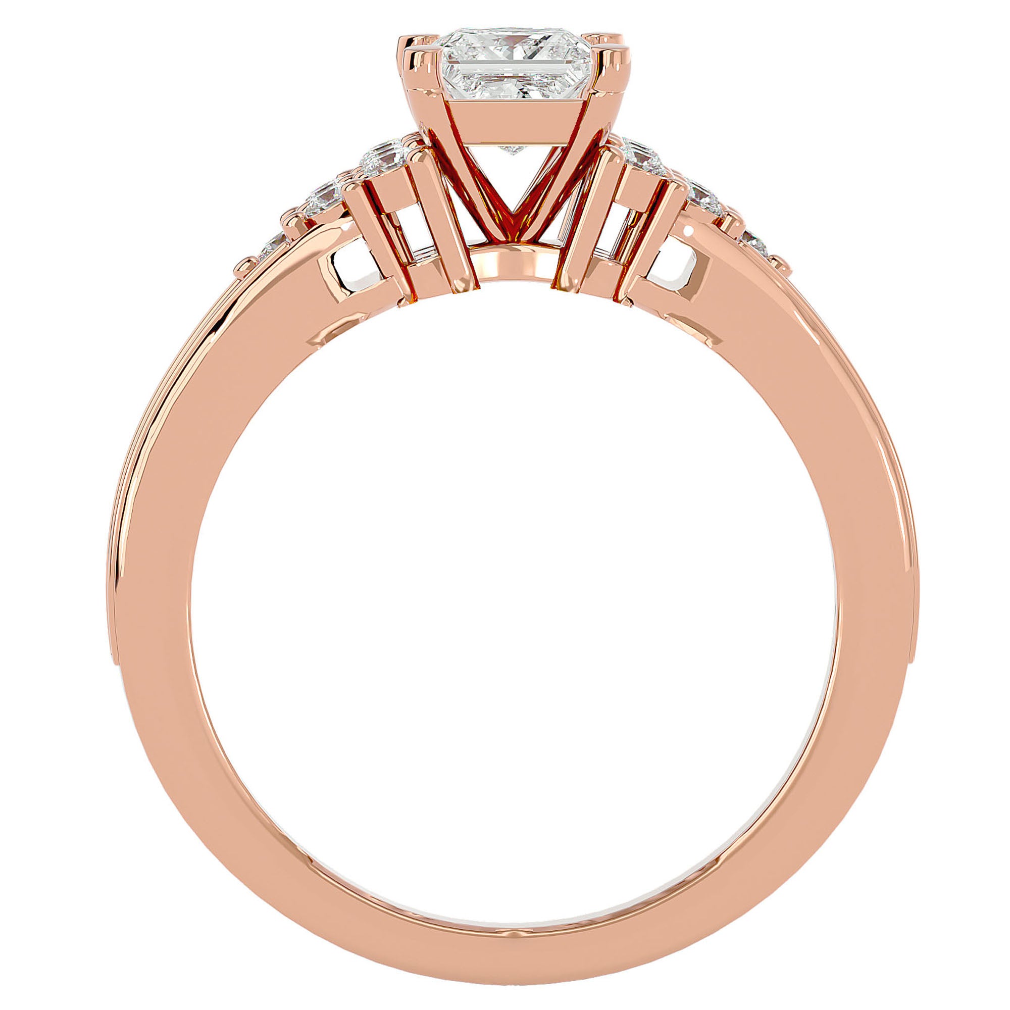 Inel de Logodnă cu Diamante Naturale Tăietură Princess de 0.92 ct din 18k Aur Roz - Castelo.ro