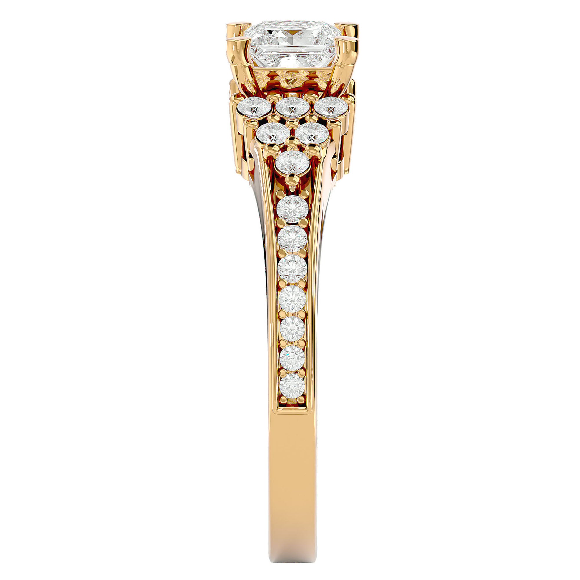 Inel de Logodnă cu Diamante Naturale Tăietură Princess de 0.92 ct din 18k Aur Galben - Castelo.ro