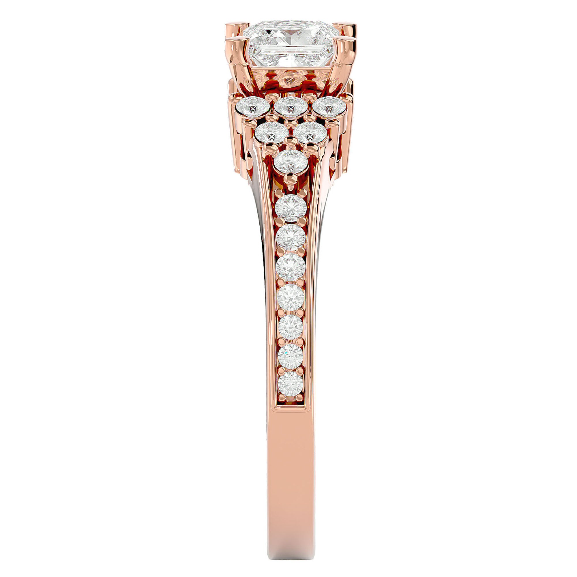 Inel de Logodnă cu Diamante Naturale Tăietură Princess de 0.92 ct din 18k Aur Roz - Castelo.ro