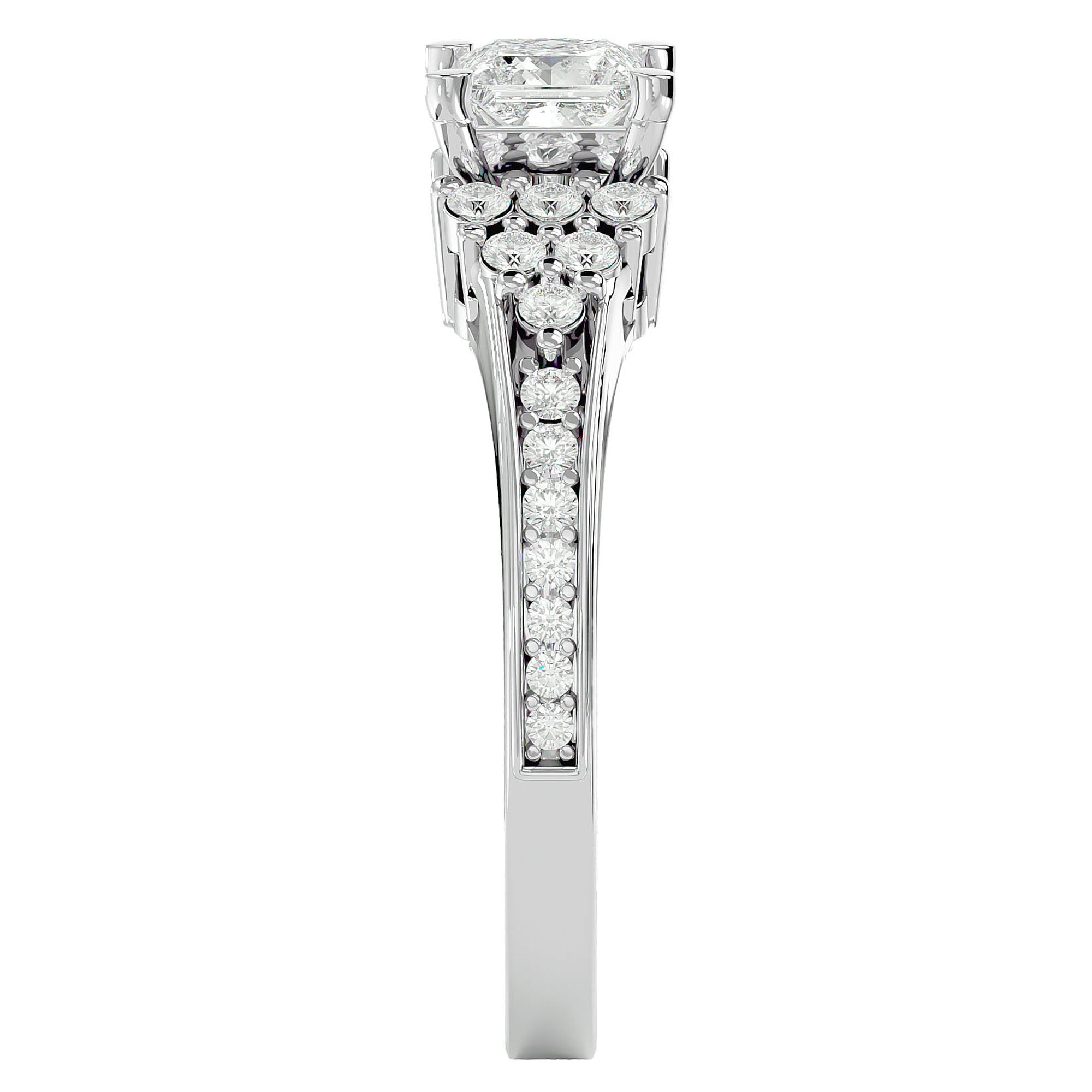 Inel de Logodnă cu Diamante Naturale Tăietură Princess de 0.92 ct din Platina - Castelo.ro