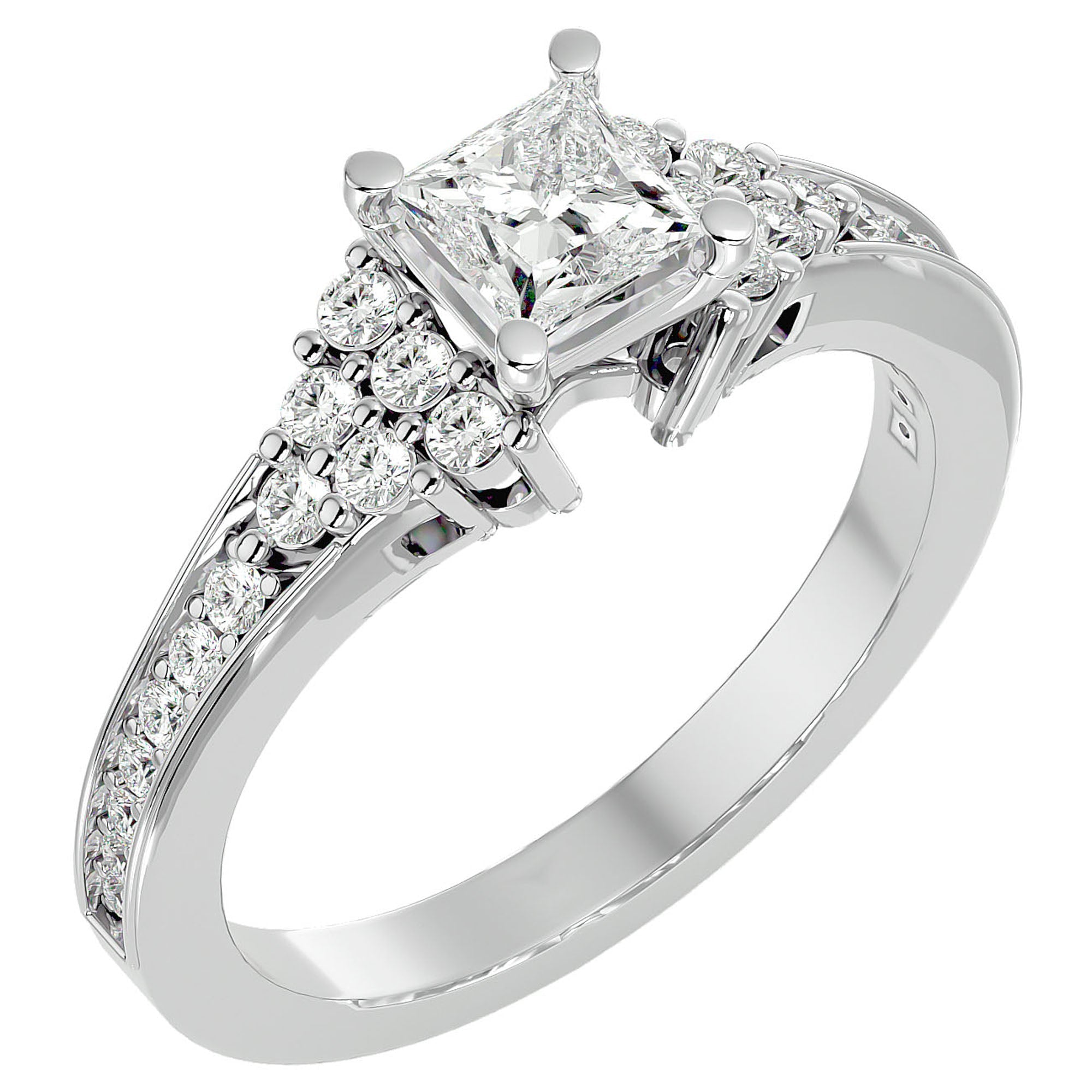 Inel de Logodnă cu Diamante Create în Laborator Tăietură Princess de 0.92 ct din Platina - Castelo.ro