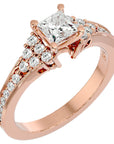 Inel de Logodnă cu Diamante Naturale Tăietură Princess de 0.92 ct din 18k Aur Roz - Castelo.ro