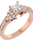 Inel de Logodnă cu Diamante Create în Laborator Tăietură Princess de 0.92 ct din 18k Aur Roz - Castelo.ro