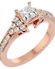 Inel de Logodnă din Aur 14k cu Diamante Create în Laborator Tăietură Princess de 0.92 ct din 14k Aur Roz - Castelo.ro
