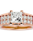 Inel Roqueford cu Moissanite Tăietură Princess de 2.21 ct din 18k Aur Roz - Castelo.ro