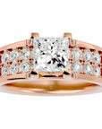 Inel Roqueford cu Moissanite Tăietură Princess de 2.21 ct din 18k Aur Roz - Castelo.ro