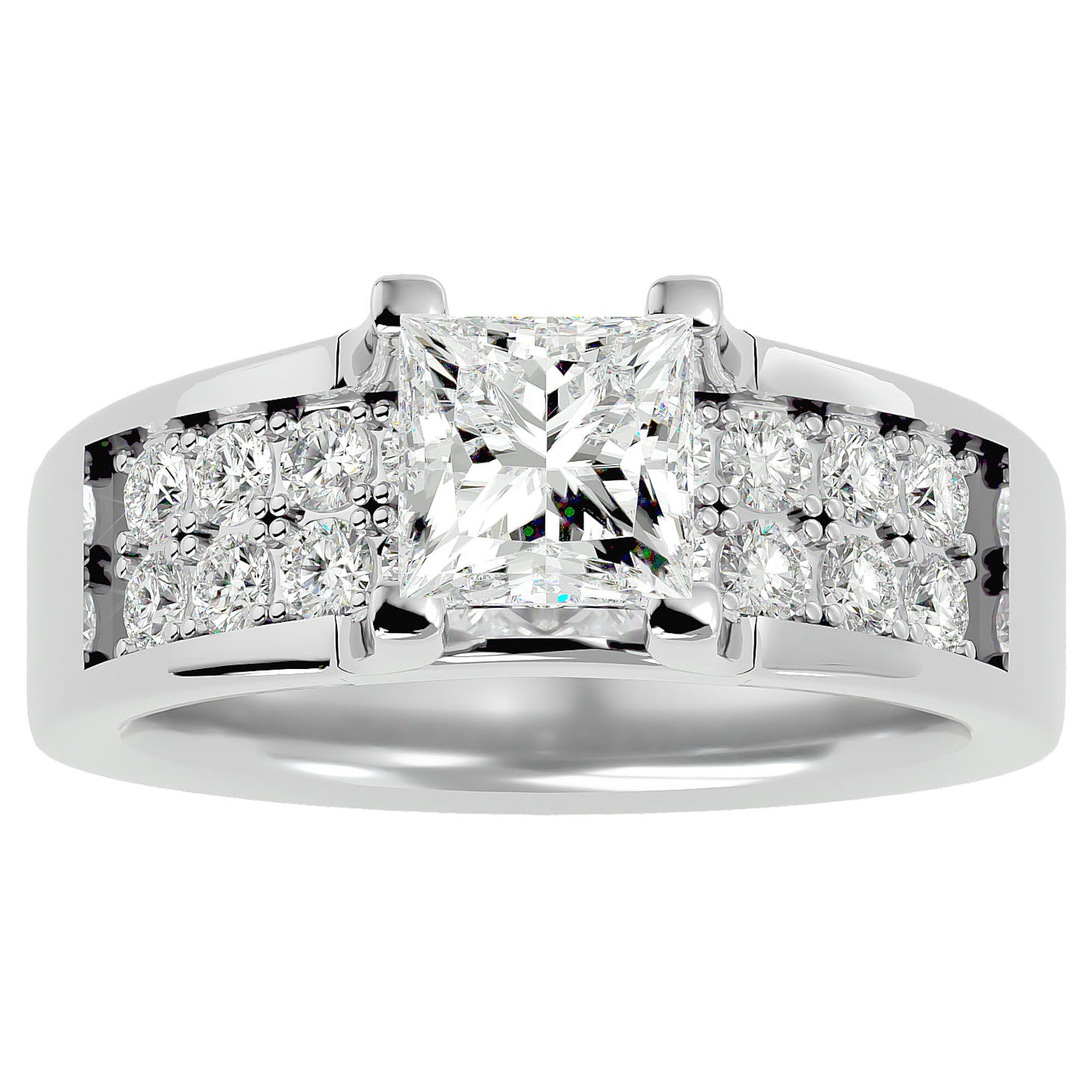 Inel Roqueford cu Diamante Naturale Tăietură Princess de 2.21 ct din Platina - Castelo.ro