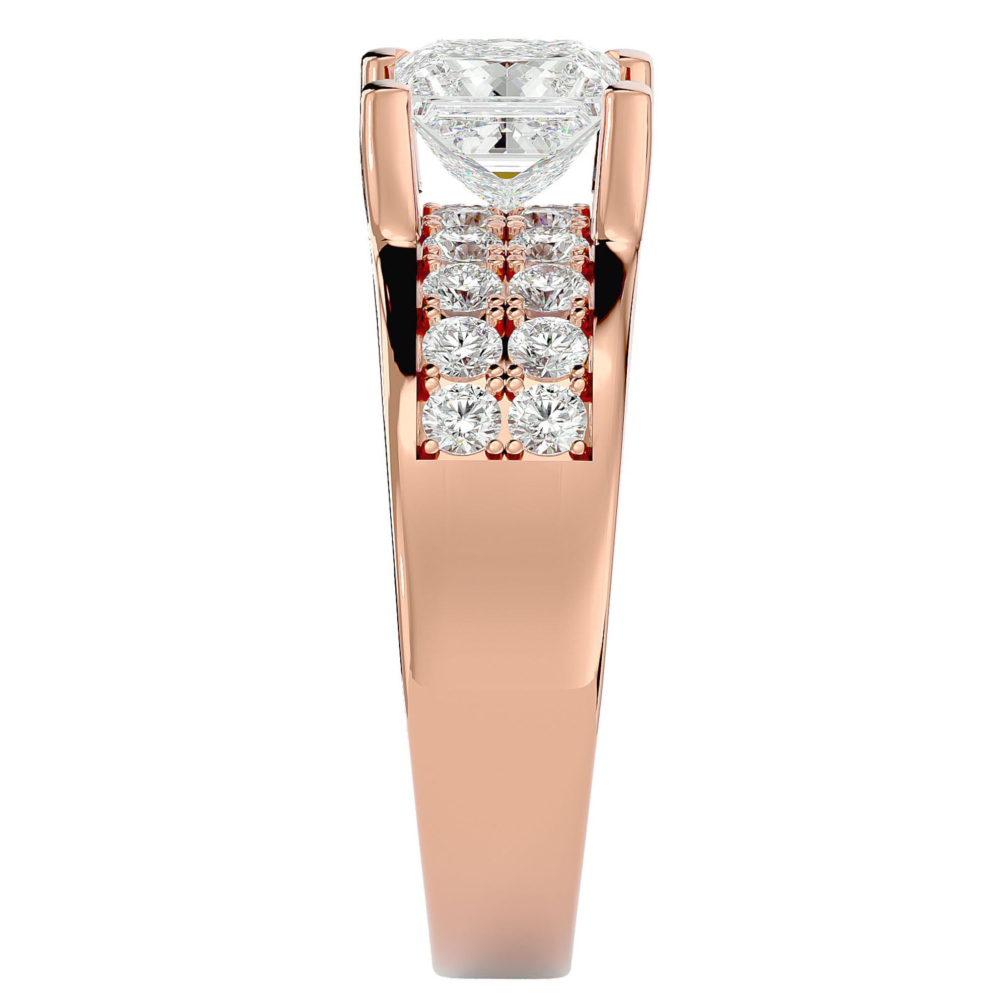 Inel Roqueford din Aur 14k cu Diamante Naturale Tăietură Princess de 2.21 ct din 14k Aur Roz - Castelo.ro