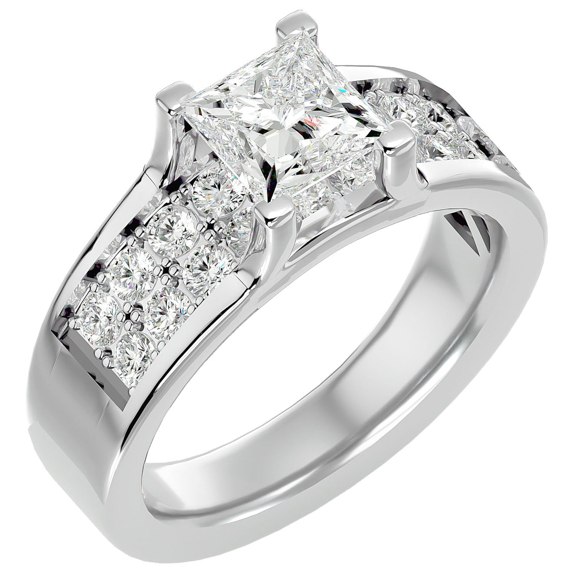 Inel Roqueford cu Diamante Naturale Tăietură Princess de 2.21 ct din Platina - Castelo.ro