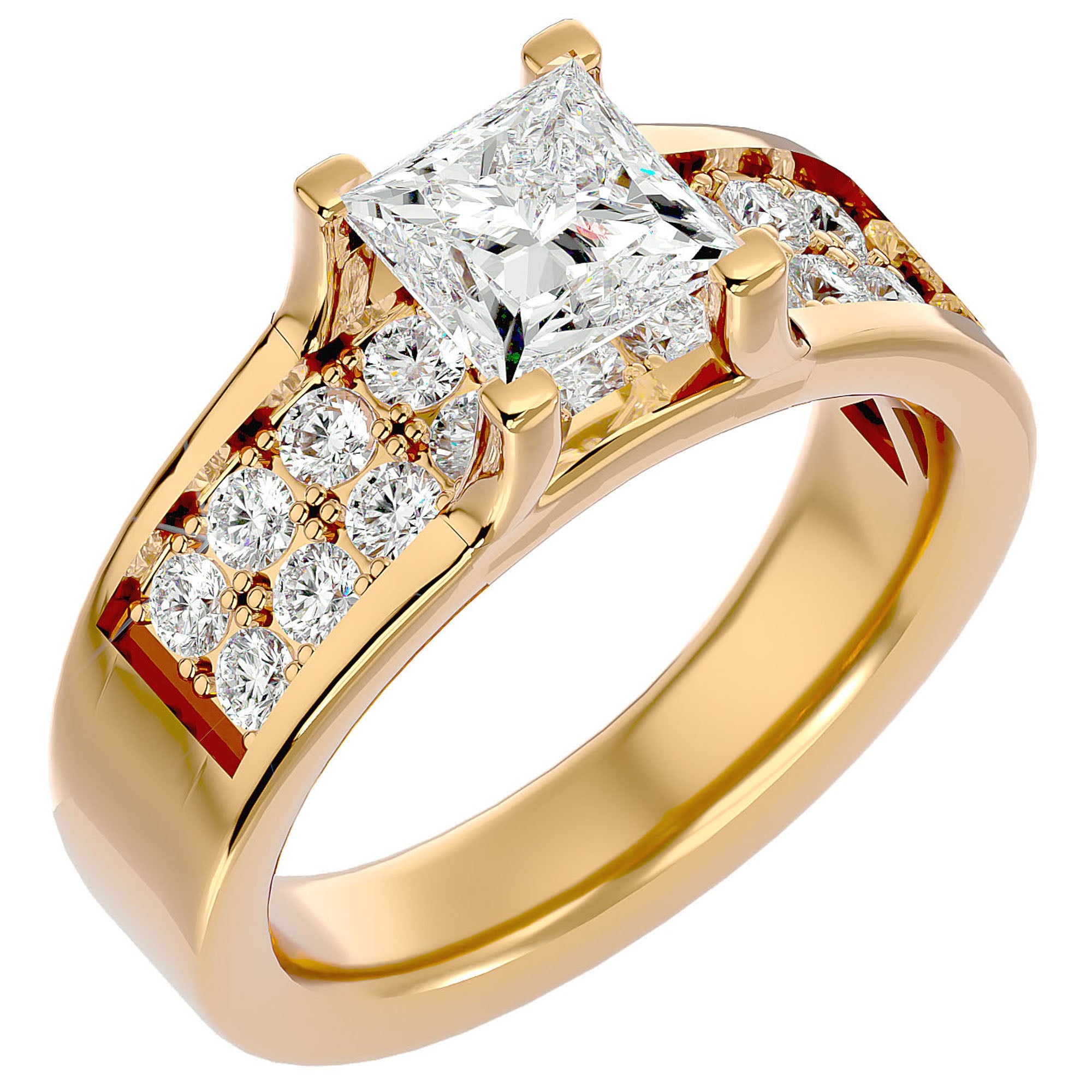 Inel Roqueford din Aur 14k cu Diamante Naturale Tăietură Princess de 2.21 ct din 14k Aur Galben - Castelo.ro