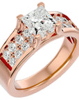 Inel Roqueford din Aur 14k cu Diamante Create în Laborator Tăietură Princess de 2.21 ct din 14k Aur Roz - Castelo.ro