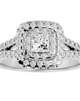 Inel de Logodnă Vintage Pavé Halo din Aur 14k cu Diamante Create în Laborator de 0.84 ct din 14k Aur Alb - Castelo.ro