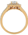 Inel de Logodnă Vintage Pavé Halo cu Diamante Naturale de 0.84 ct din 18k Aur Galben - Castelo.ro