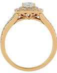 Inel de Logodnă Vintage Pavé Halo din Aur 14k cu Moissanite de 0.84 ct din 14k Aur Galben - Castelo.ro