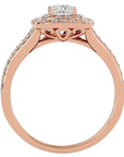 Inel de Logodnă Vintage Pavé Halo cu Diamante Create în Laborator de 0.84 ct din 18k Aur Roz - Castelo.ro