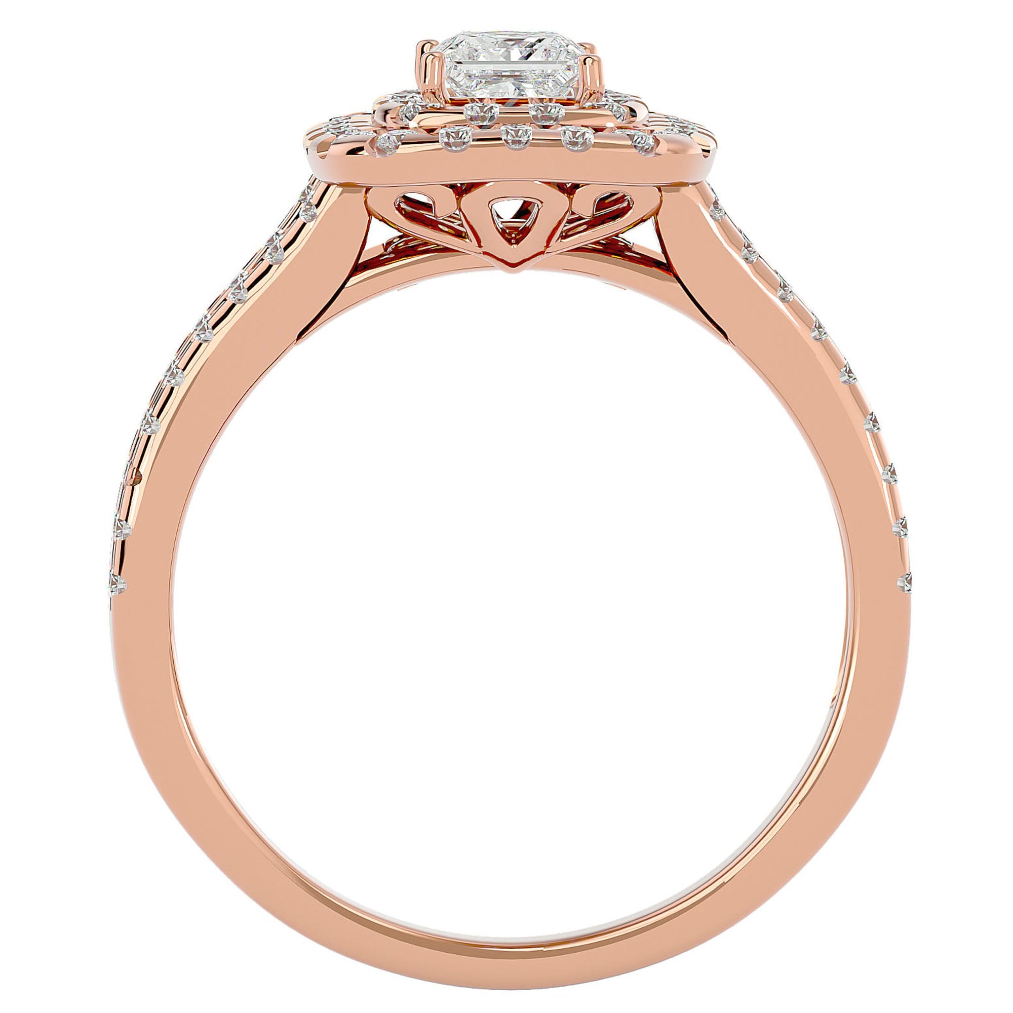 Inel de Logodnă Vintage Pavé Halo din Aur 14k cu Moissanite de 0.84 ct din 14k Aur Roz - Castelo.ro