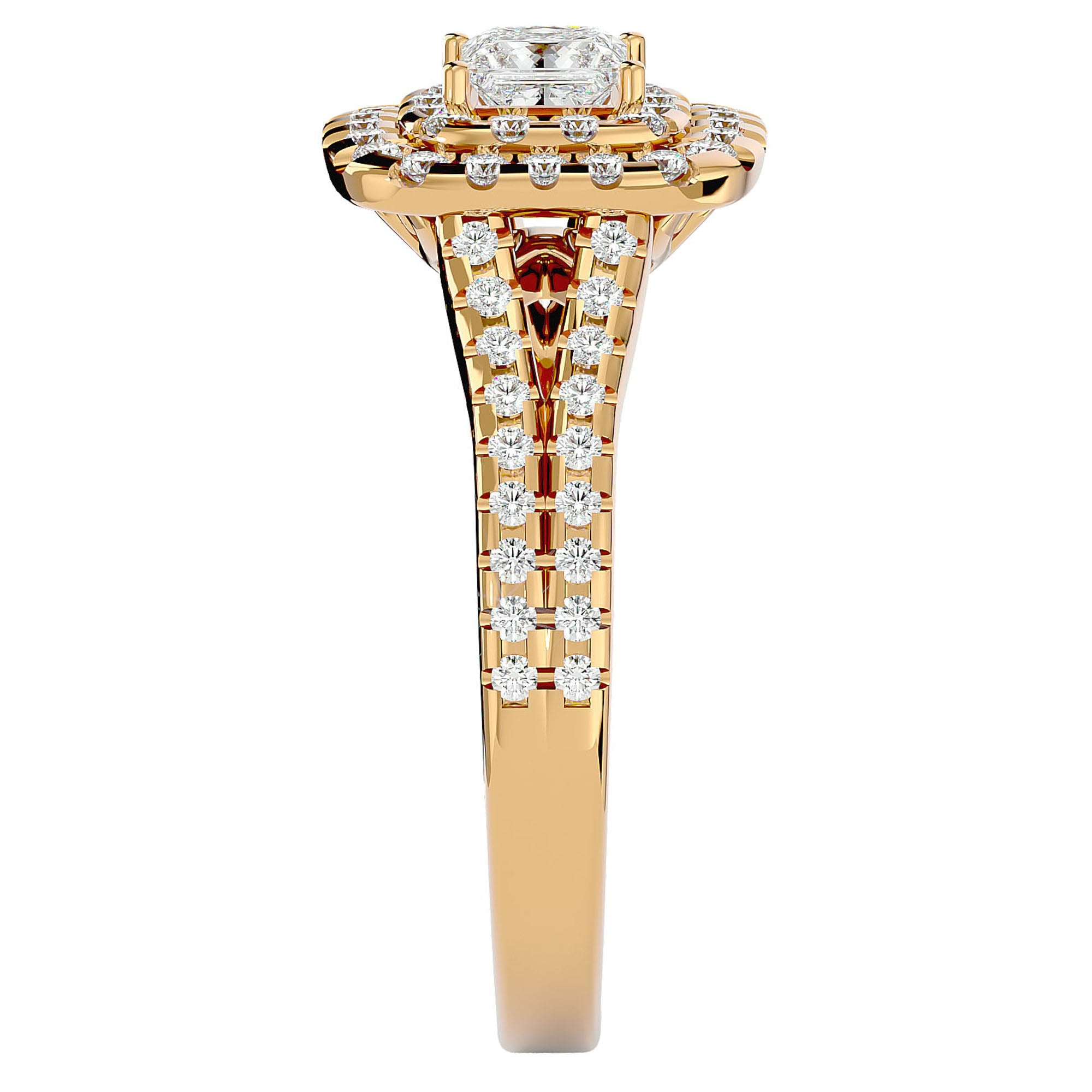 Inel de Logodnă Vintage Pavé Halo din Aur 14k cu Diamante Create în Laborator de 0.84 ct din 14k Aur Galben - Castelo.ro