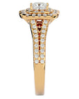 Inel de Logodnă Vintage Pavé Halo din Aur 14k cu Moissanite de 0.84 ct din 14k Aur Galben - Castelo.ro