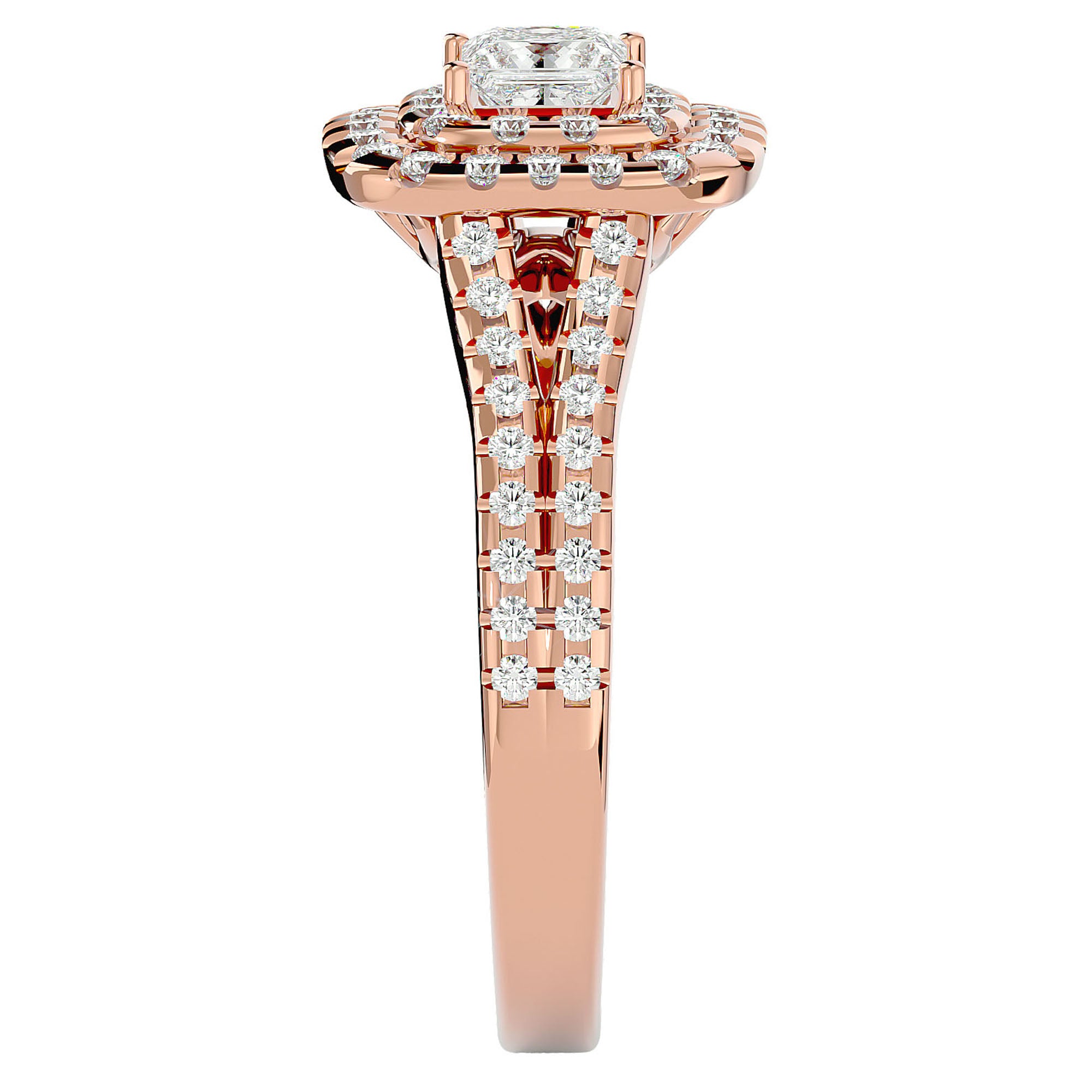 Inel de Logodnă Vintage Pavé Halo cu Diamante Naturale de 0.84 ct din 18k Aur Roz - Castelo.ro