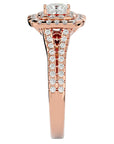 Inel de Logodnă Vintage Pavé Halo din Aur 14k cu Diamante Create în Laborator de 0.84 ct din 14k Aur Roz - Castelo.ro