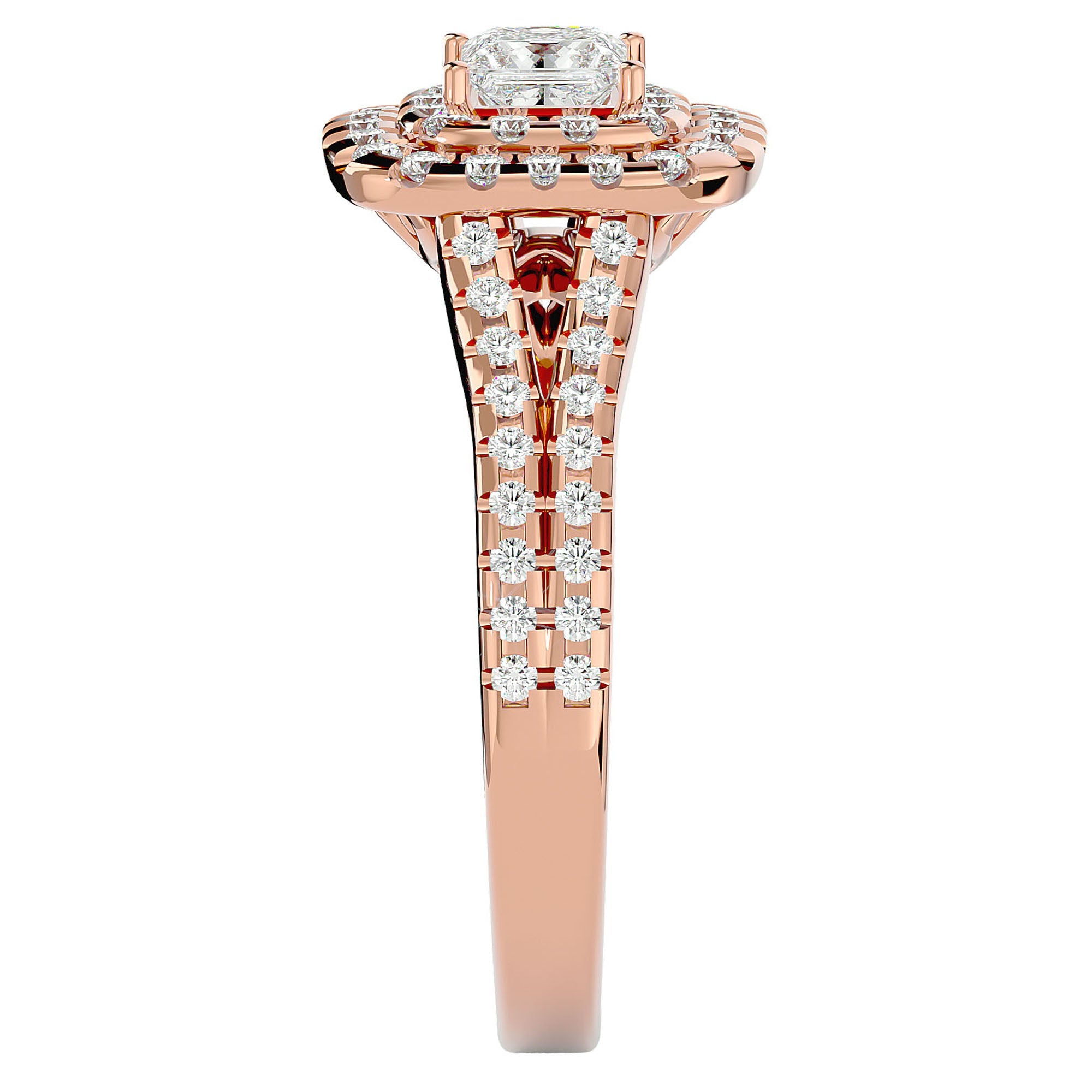 Inel de Logodnă Vintage Pavé Halo din Aur 14k cu Moissanite de 0.84 ct din 14k Aur Roz - Castelo.ro