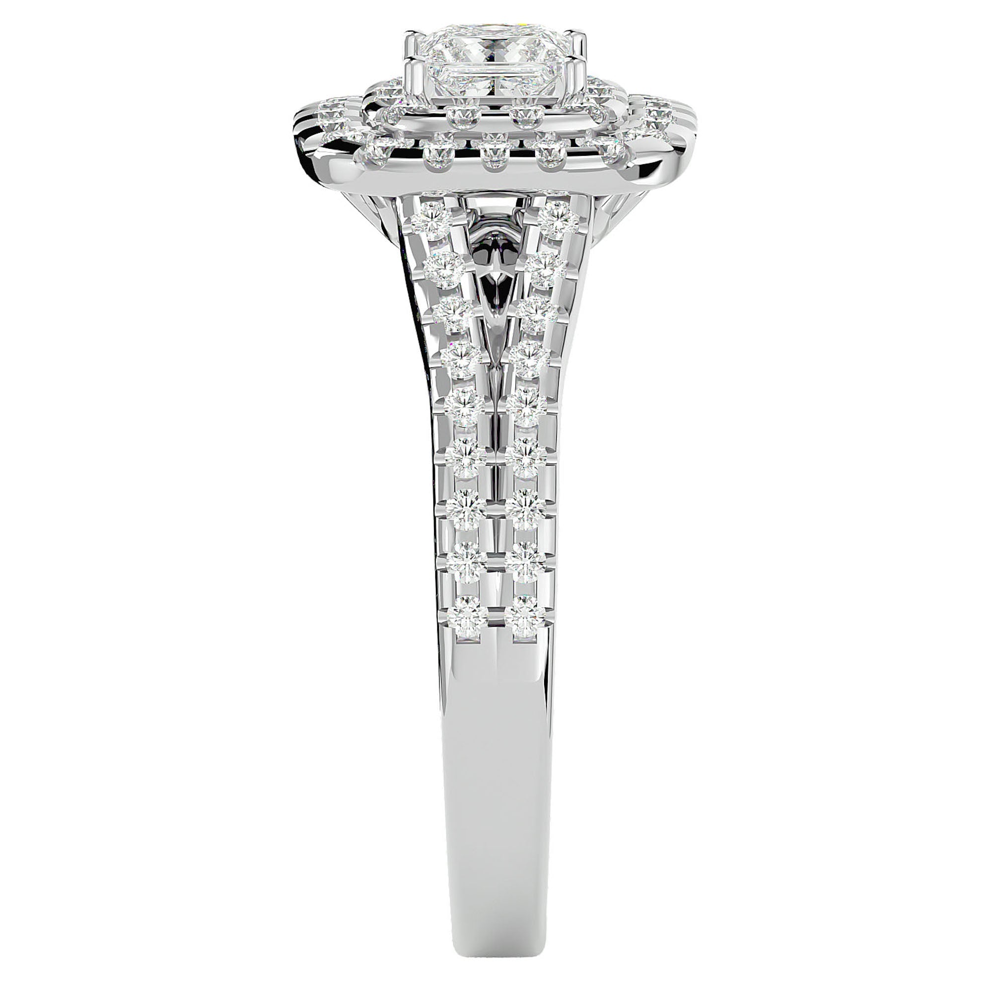 Inel de Logodnă Vintage Pavé Halo din Aur 14k cu Diamante Create în Laborator de 0.84 ct din 14k Aur Alb - Castelo.ro