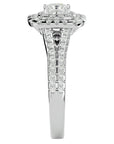 Inel de Logodnă Vintage Pavé Halo din Aur 14k cu Diamante Create în Laborator de 0.84 ct din 14k Aur Alb - Castelo.ro