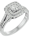 Inel de Logodnă Vintage Pavé Halo din Aur 14k cu Moissanite de 0.84 ct din 14k Aur Alb - Castelo.ro