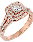 Inel de Logodnă Vintage Pavé Halo cu Diamante Naturale de 0.84 ct din 18k Aur Roz - Castelo.ro