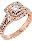 Inel de Logodnă Vintage Pavé Halo cu Moissanite de 0.84 ct din 18k Aur Roz - Castelo.ro