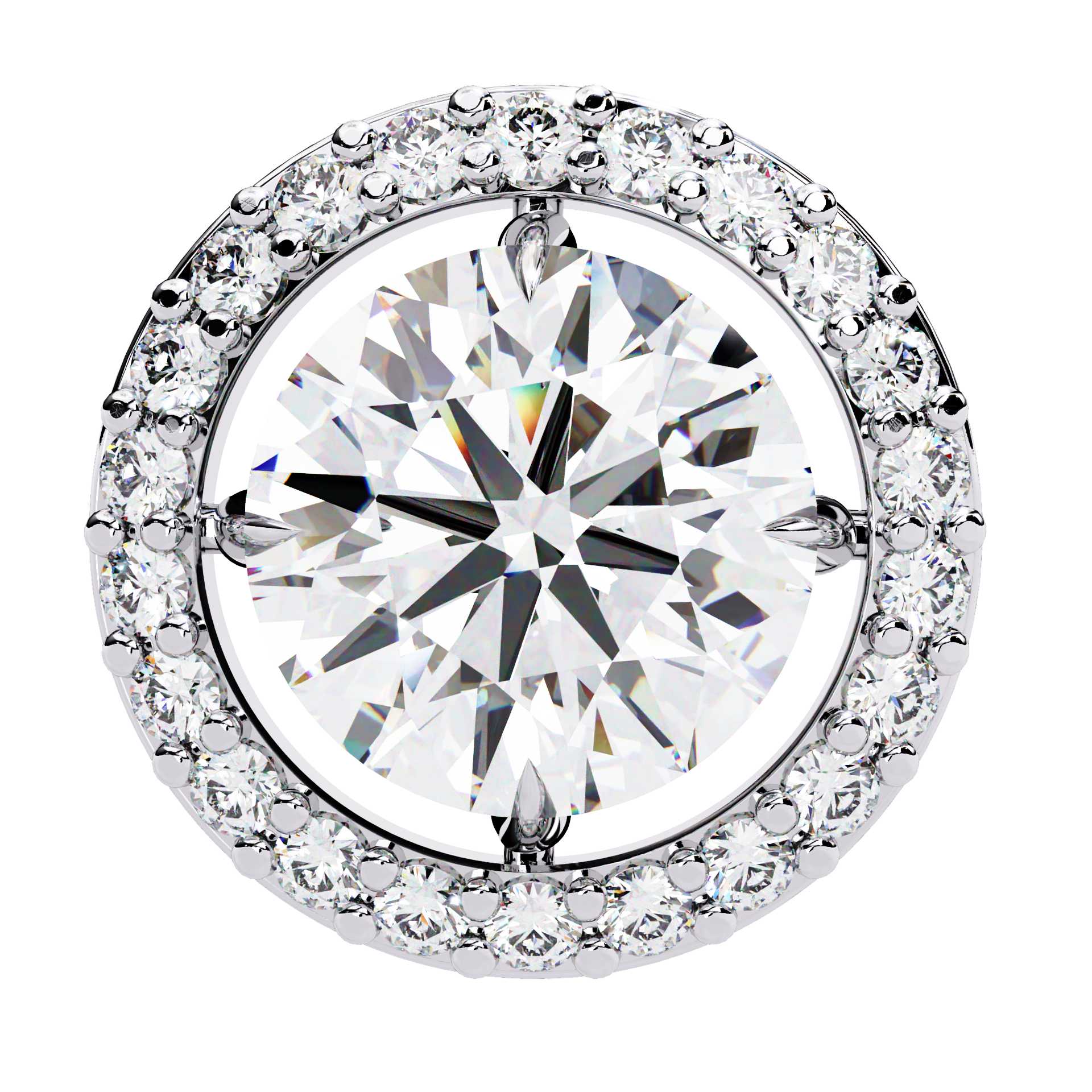 Cercei Stud Round Halo cu Diamante Create în Laborator de 0.92 ct din - Castelo.ro