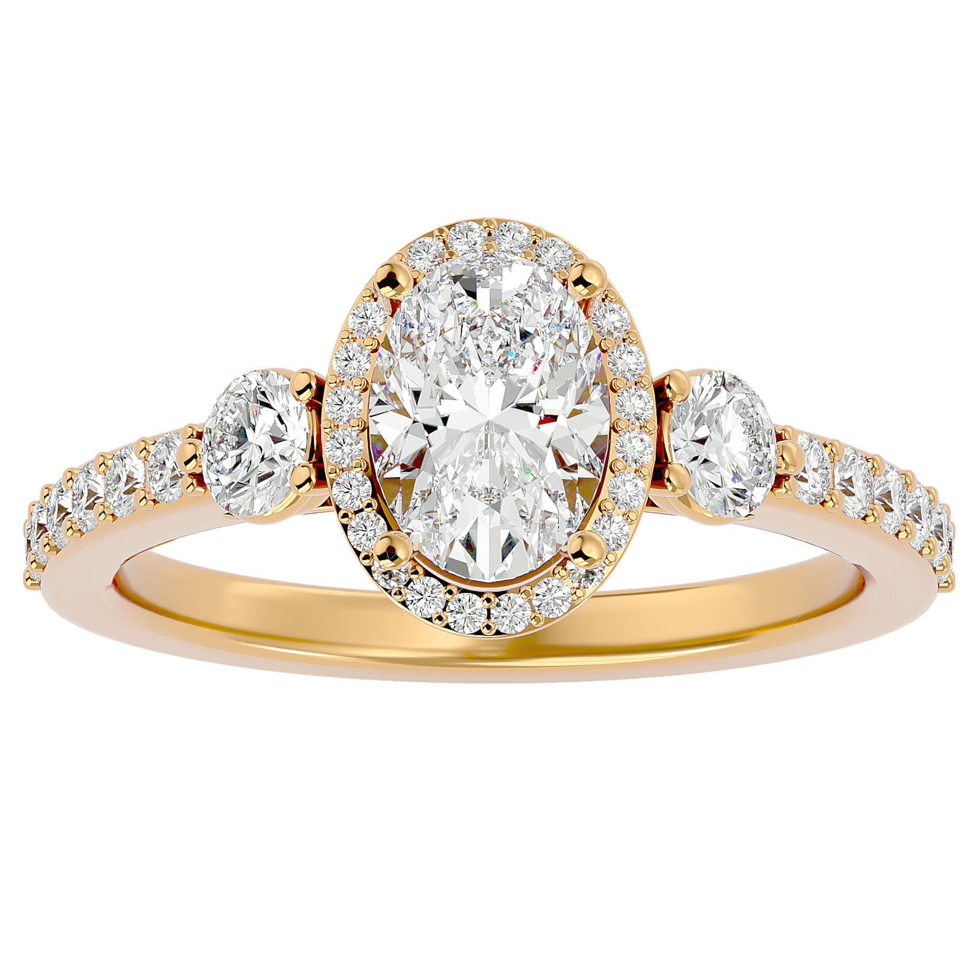 Inel De Logodnă Verona din Aur 14k Cu Diamant Creat în Laborator Oval de 1.95 ct din 14k Aur Galben - Castelo.ro