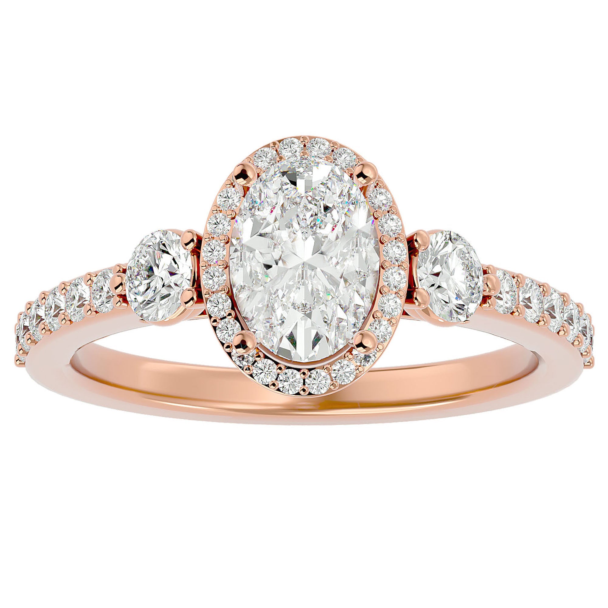 Inel De Logodnă Verona din Aur 14k Cu Diamant Creat în Laborator Oval de 1.95 ct din 14k Aur Roz - Castelo.ro