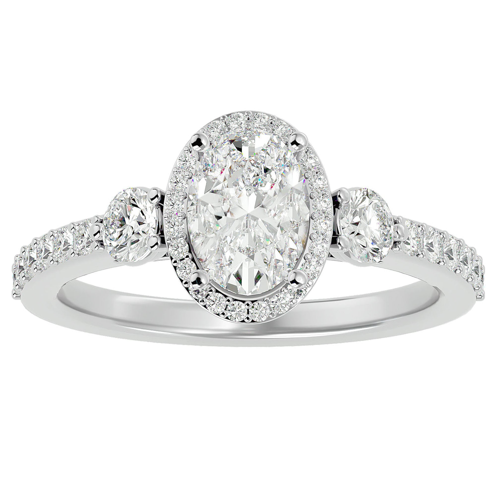 Inel De Logodnă Verona din Aur 14k Cu Diamant Creat în Laborator Oval de 1.95 ct din 14k Aur Alb - Castelo.ro