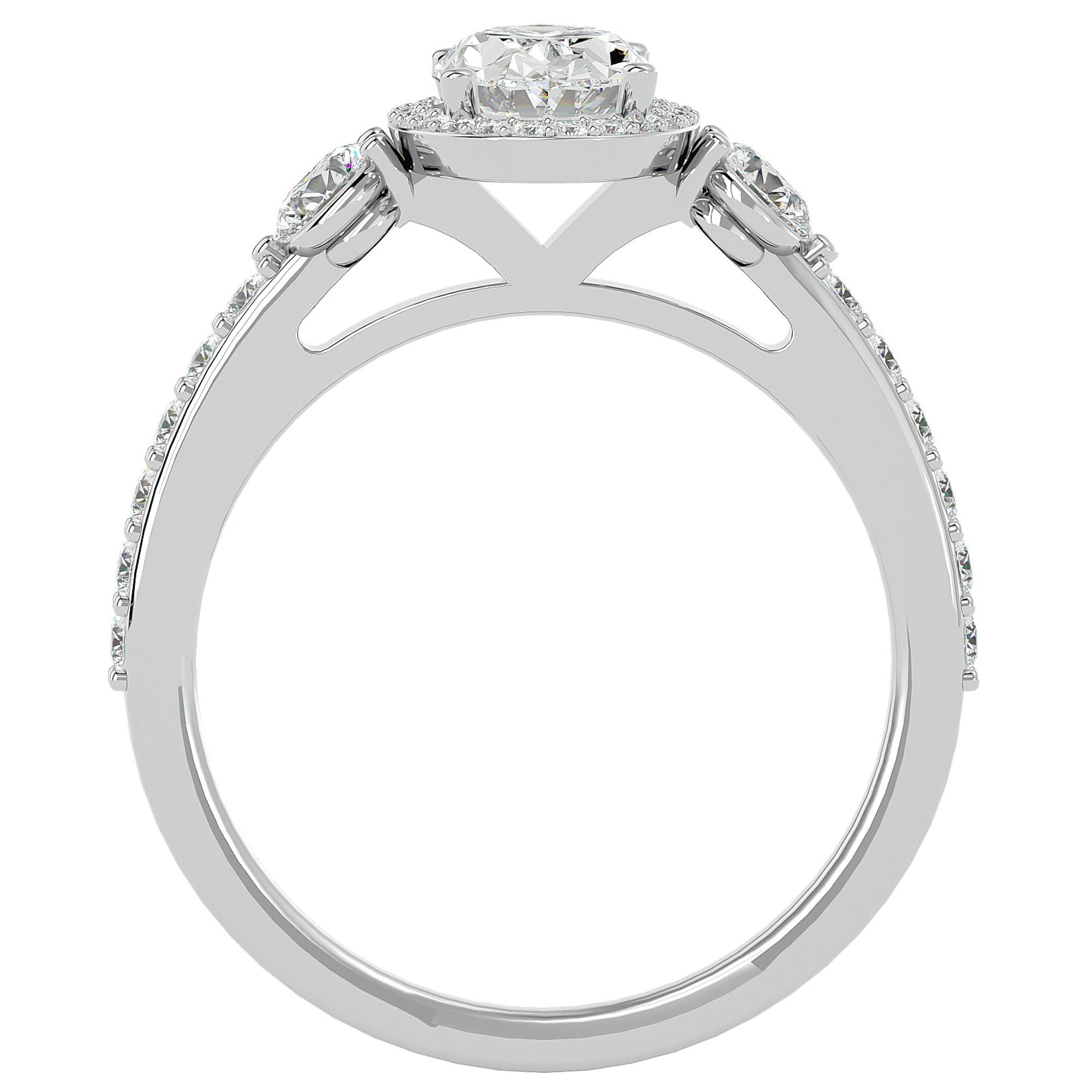 Inel De Logodnă Verona din Aur 14k Cu Diamant Creat în Laborator Oval de 1.95 ct din 14k Aur Alb - Castelo.ro