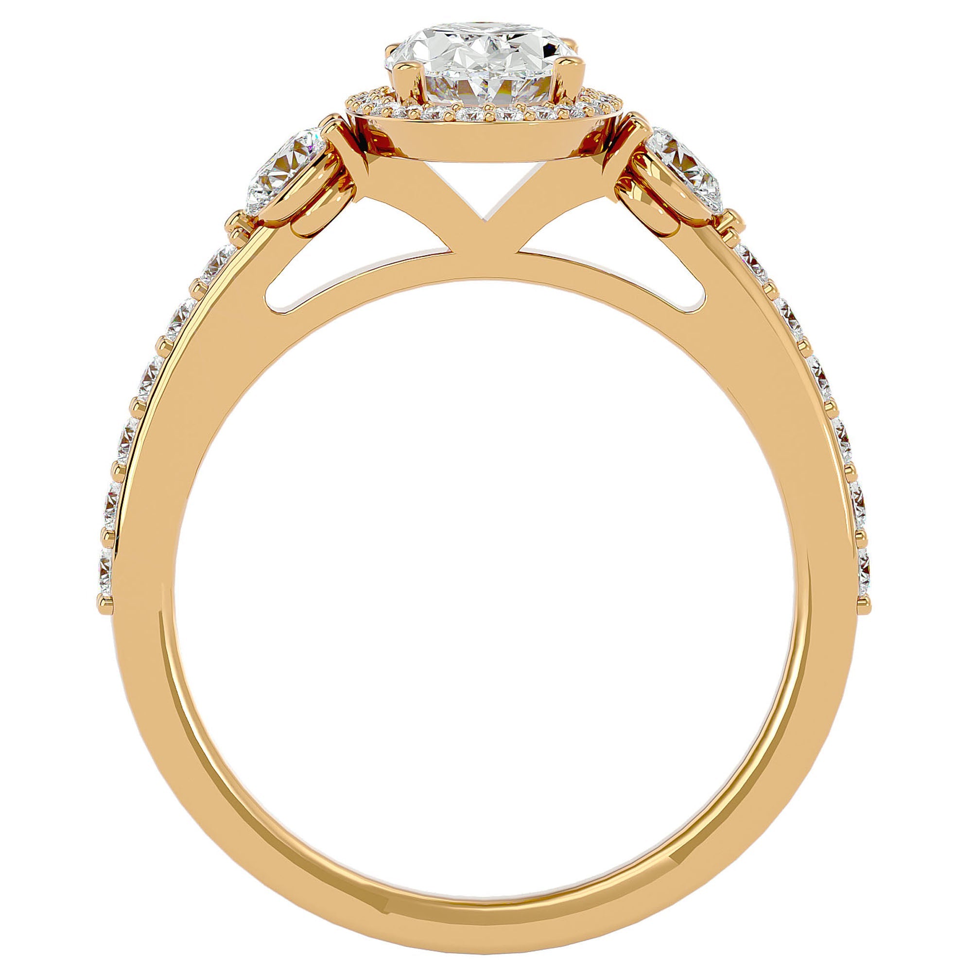 Inel De Logodnă Verona din Aur 14k Cu Diamant Natural Oval de 1.95 ct din 14k Aur Galben - Castelo.ro