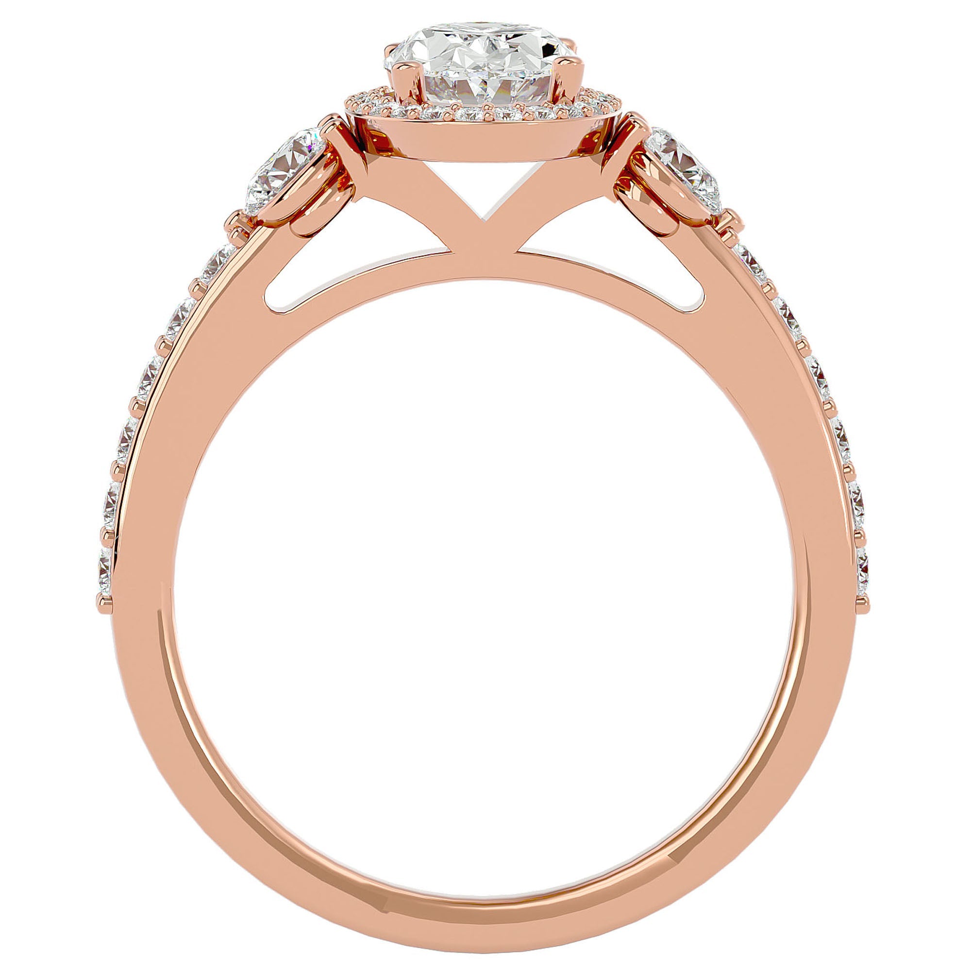 Inel De Logodnă Verona din Aur 14k Cu Diamant Creat în Laborator Oval de 1.95 ct din 14k Aur Roz - Castelo.ro