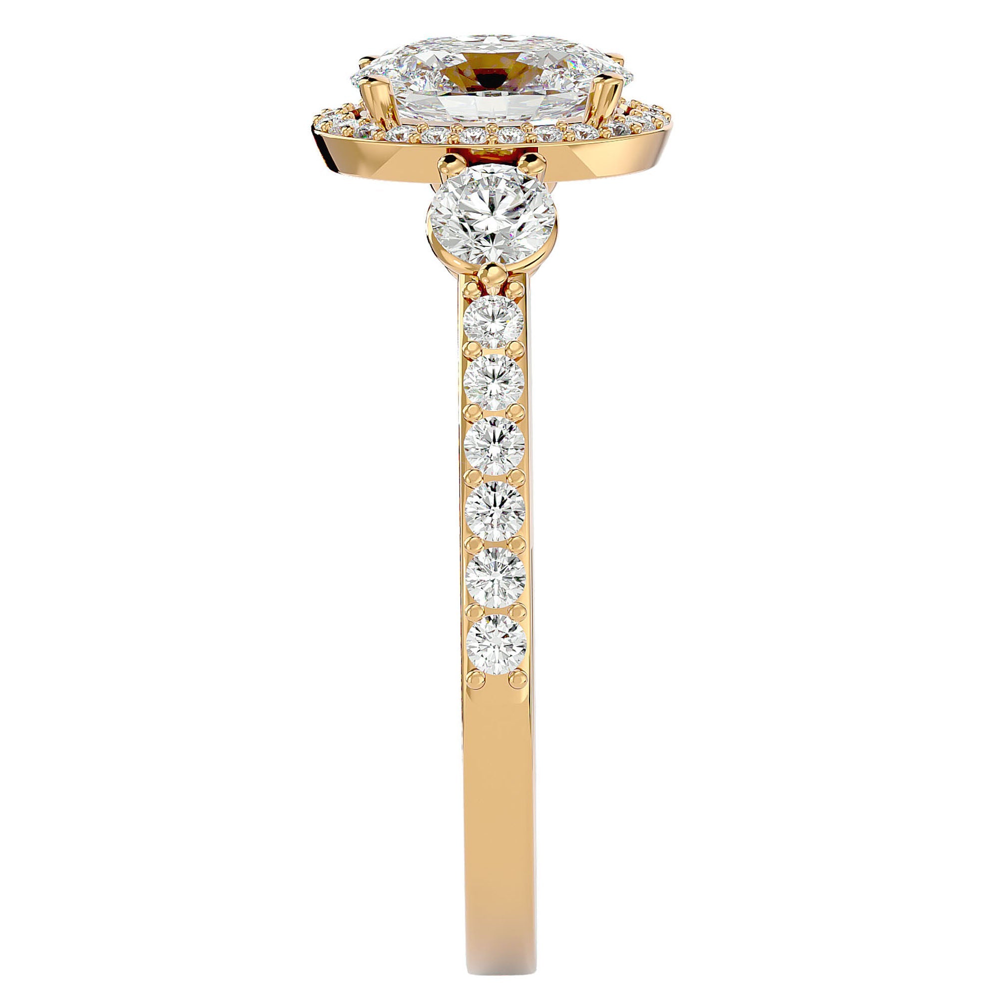 Inel De Logodnă Verona din Aur 14k Cu Moissanite Oval de 1.95 ct din 14k Aur Galben - Castelo.ro