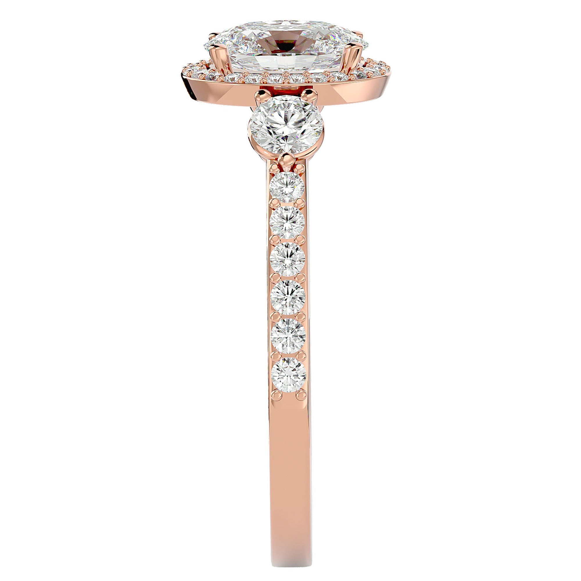 Inel De Logodnă Verona din Aur 14k Cu Diamant Creat în Laborator Oval de 1.95 ct din 14k Aur Roz - Castelo.ro