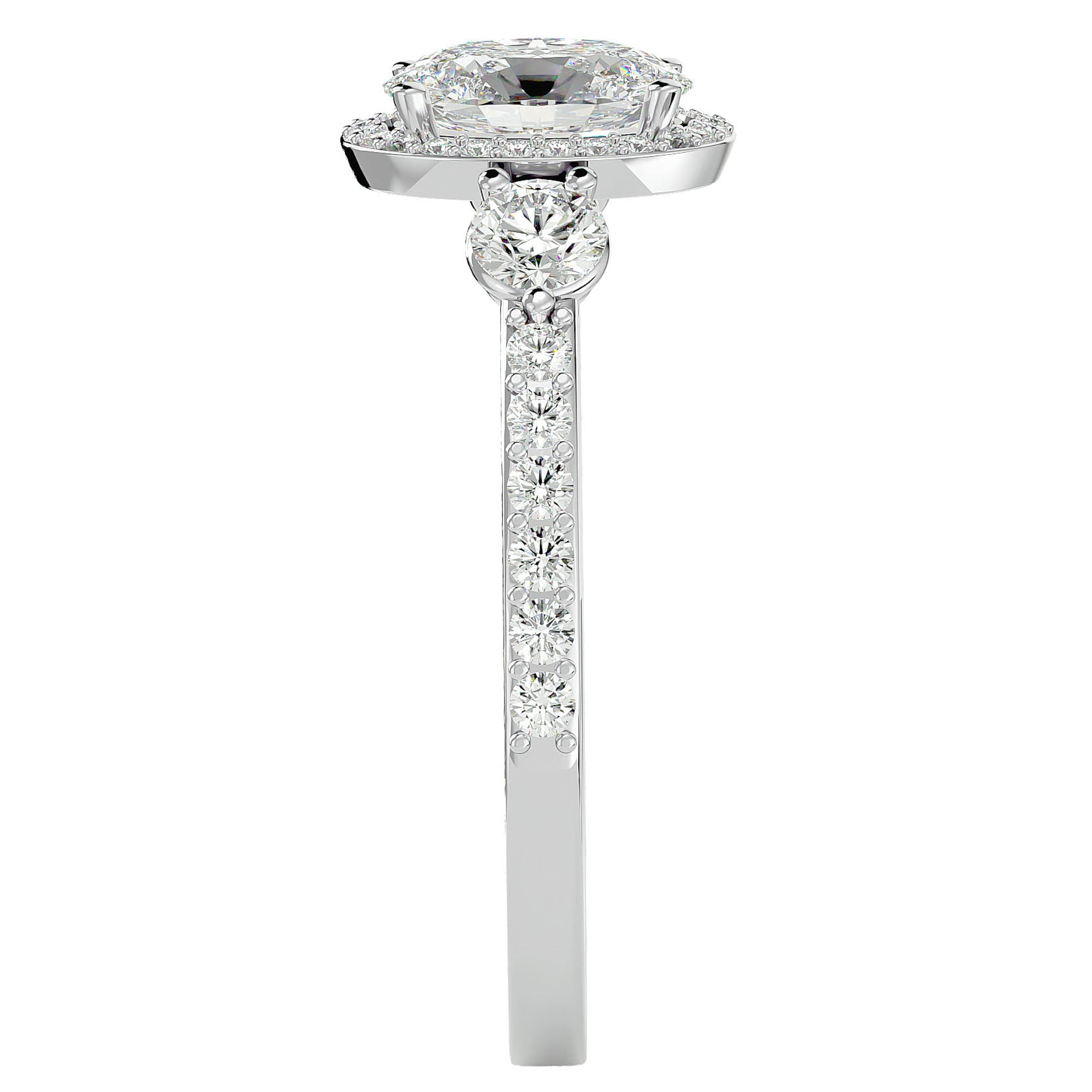 Inel De Logodnă Verona din Aur 14k Cu Diamant Creat în Laborator Oval de 1.95 ct din 14k Aur Alb - Castelo.ro