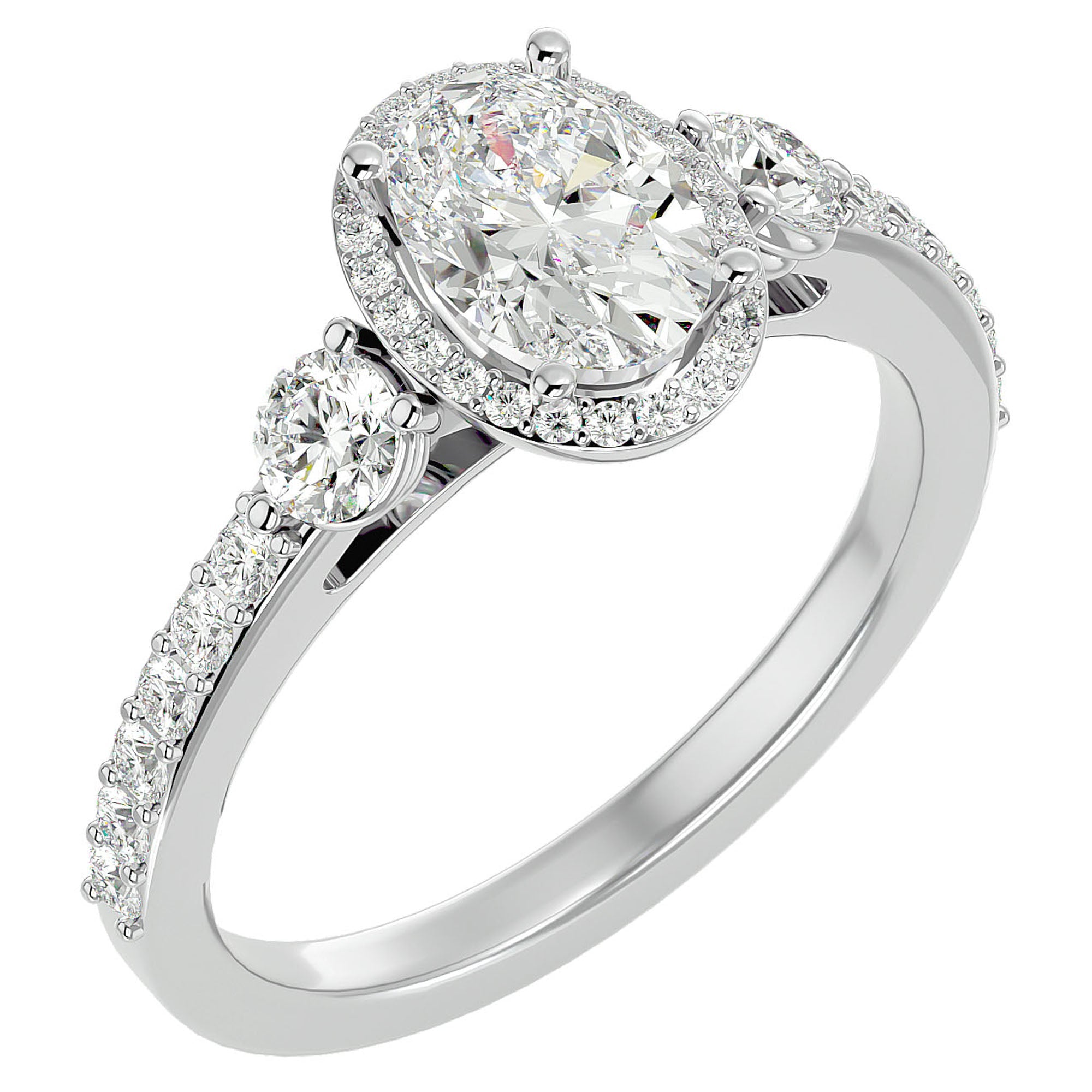 Inel De Logodnă Verona din Aur 14k Cu Diamant Natural Oval de 1.95 ct din 14k Aur Alb - Castelo.ro