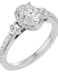 Inel De Logodnă Verona din Aur 14k Cu Diamant Creat în Laborator Oval de 1.95 ct din 14k Aur Alb - Castelo.ro