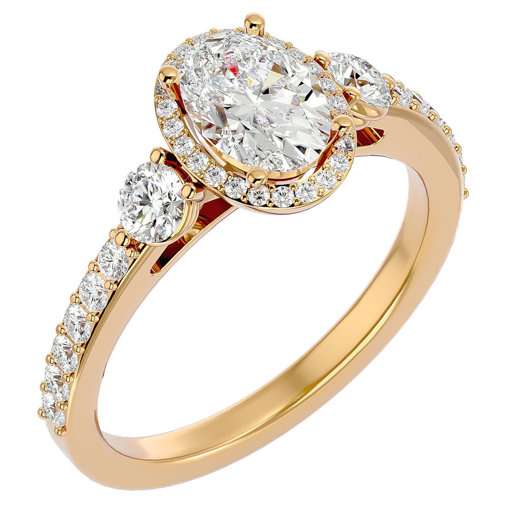 Inel De Logodnă Verona din Aur 14k Cu Diamant Creat în Laborator Oval de 1.95 ct din 14k Aur Galben - Castelo.ro