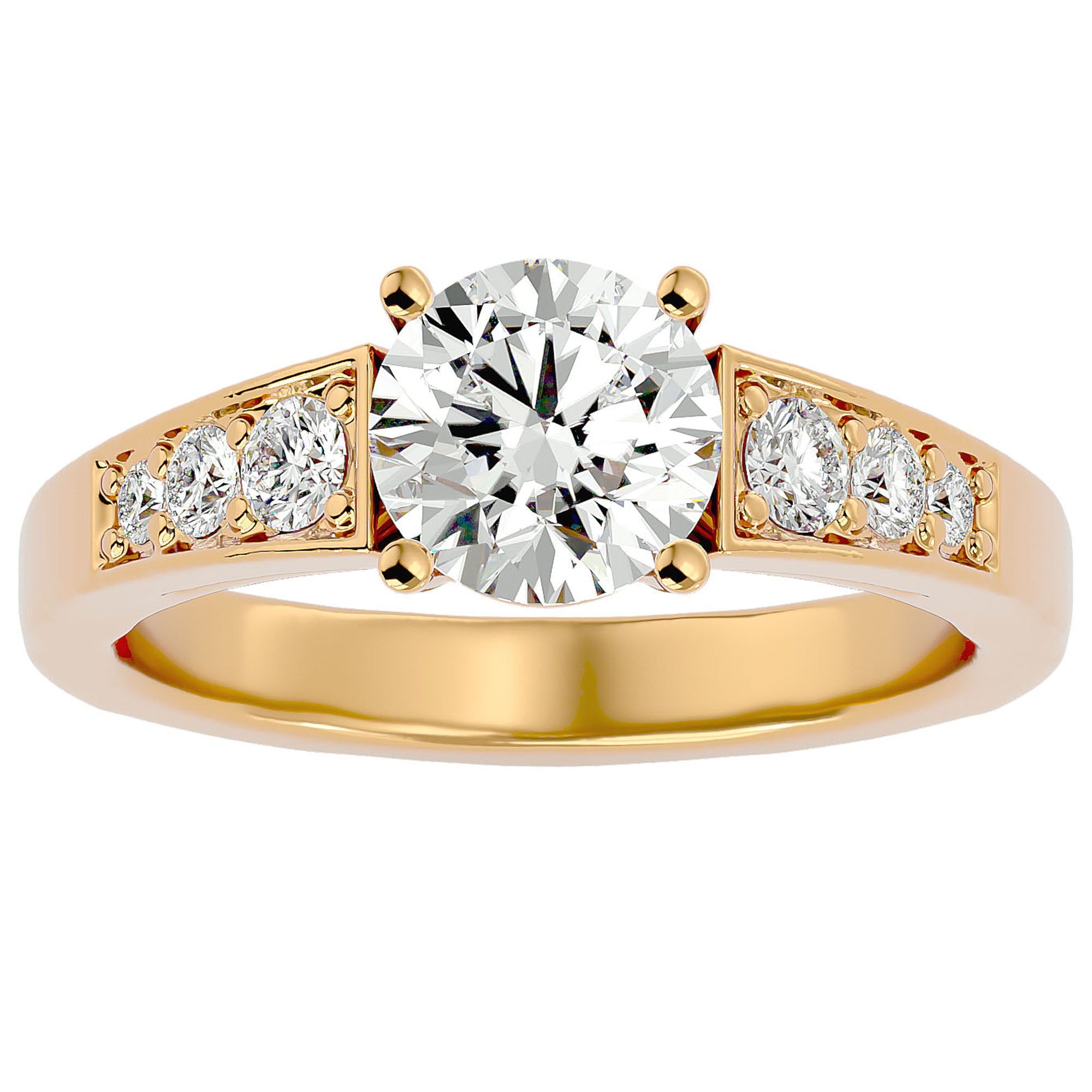 Inel de Logodnă cu Diamante Create în Laborator Tăietură Rotund Brilliant de 1.13 ct din 18k Aur Galben - Castelo.ro