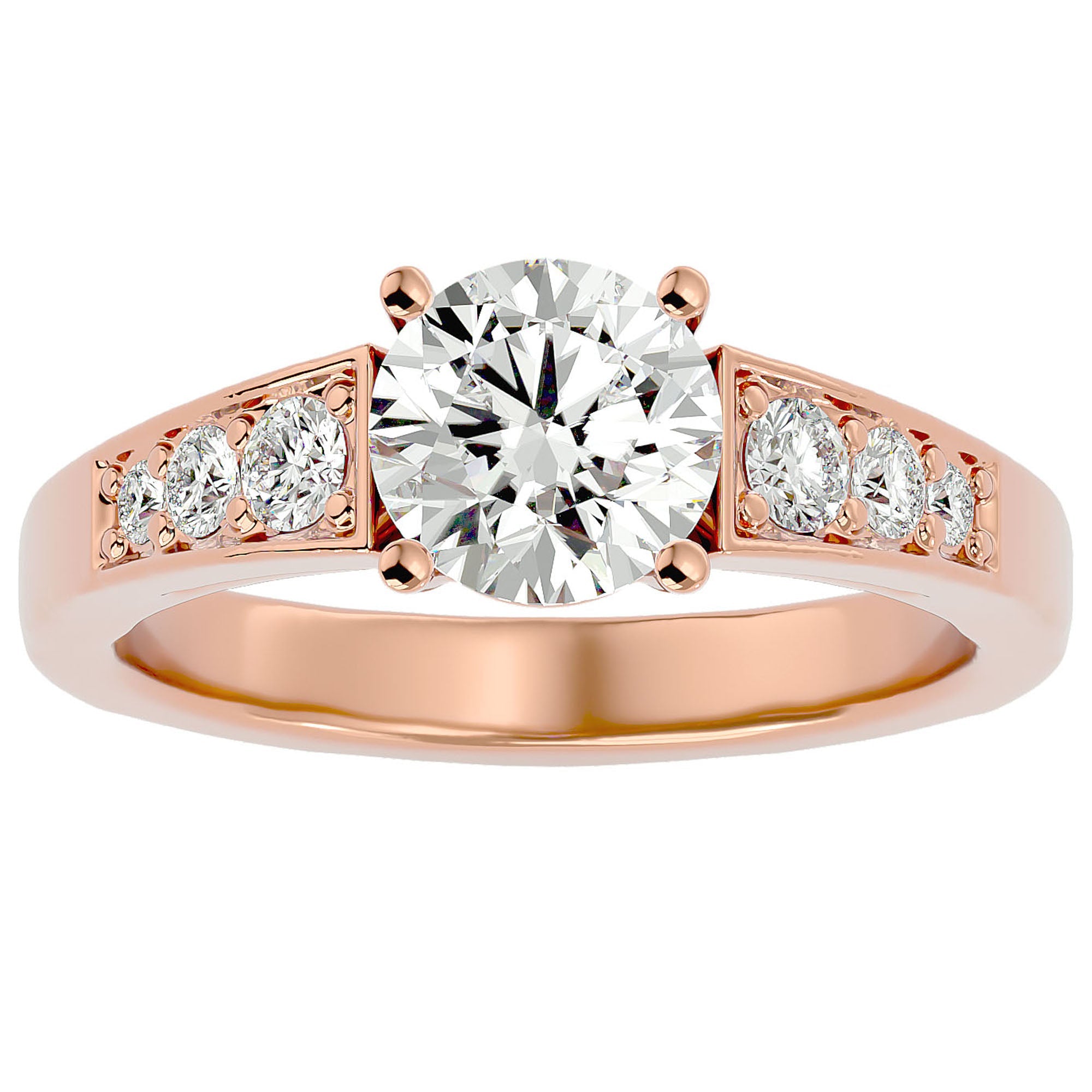Inel de Logodnă cu Diamante Create în Laborator Tăietură Rotund Brilliant de 1.13 ct din 18k Aur Roz - Castelo.ro