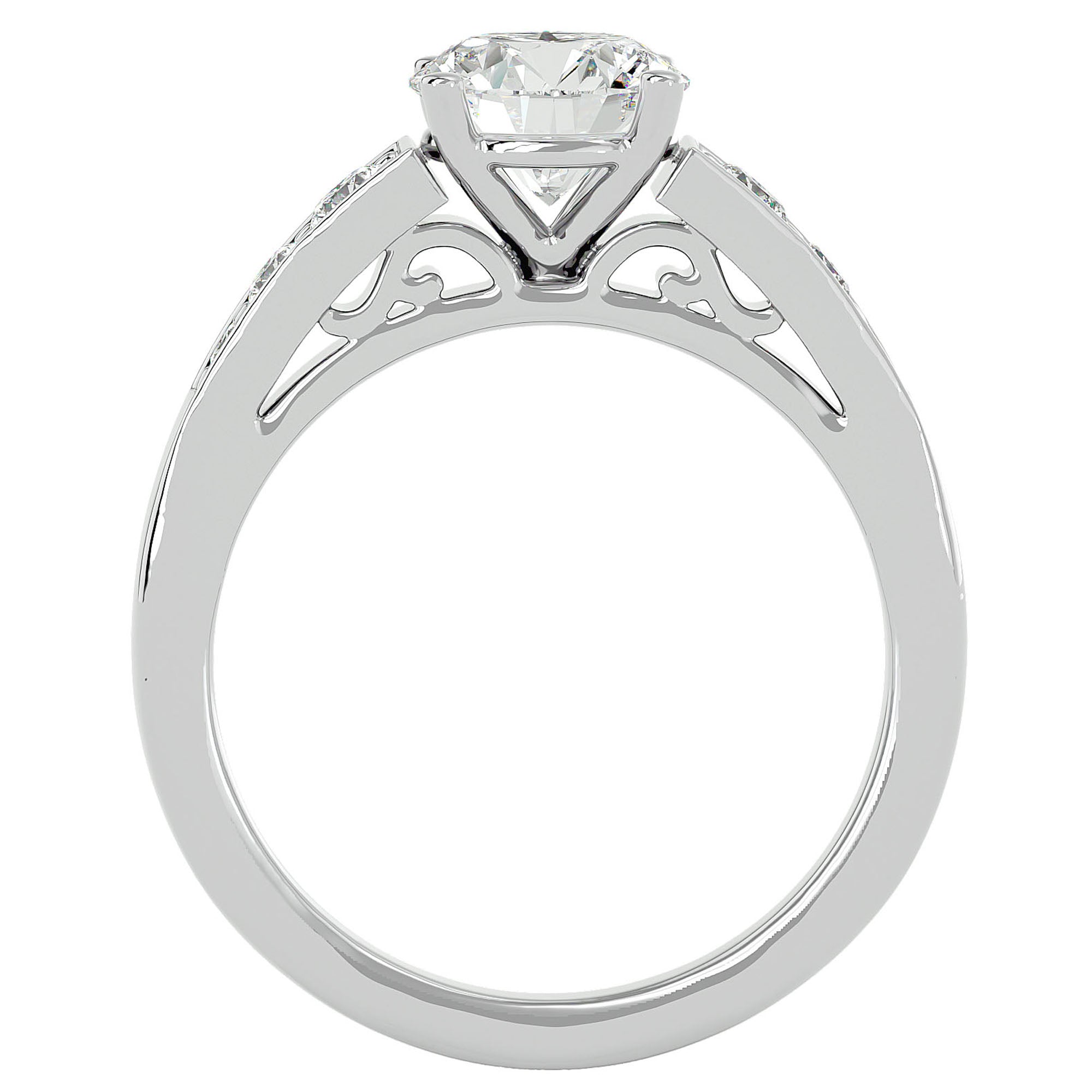 Inel de Logodnă din Aur 14k cu Moissanite Tăietură Rotund Brilliant de 1.13 ct din 14k Aur Alb - Castelo.ro