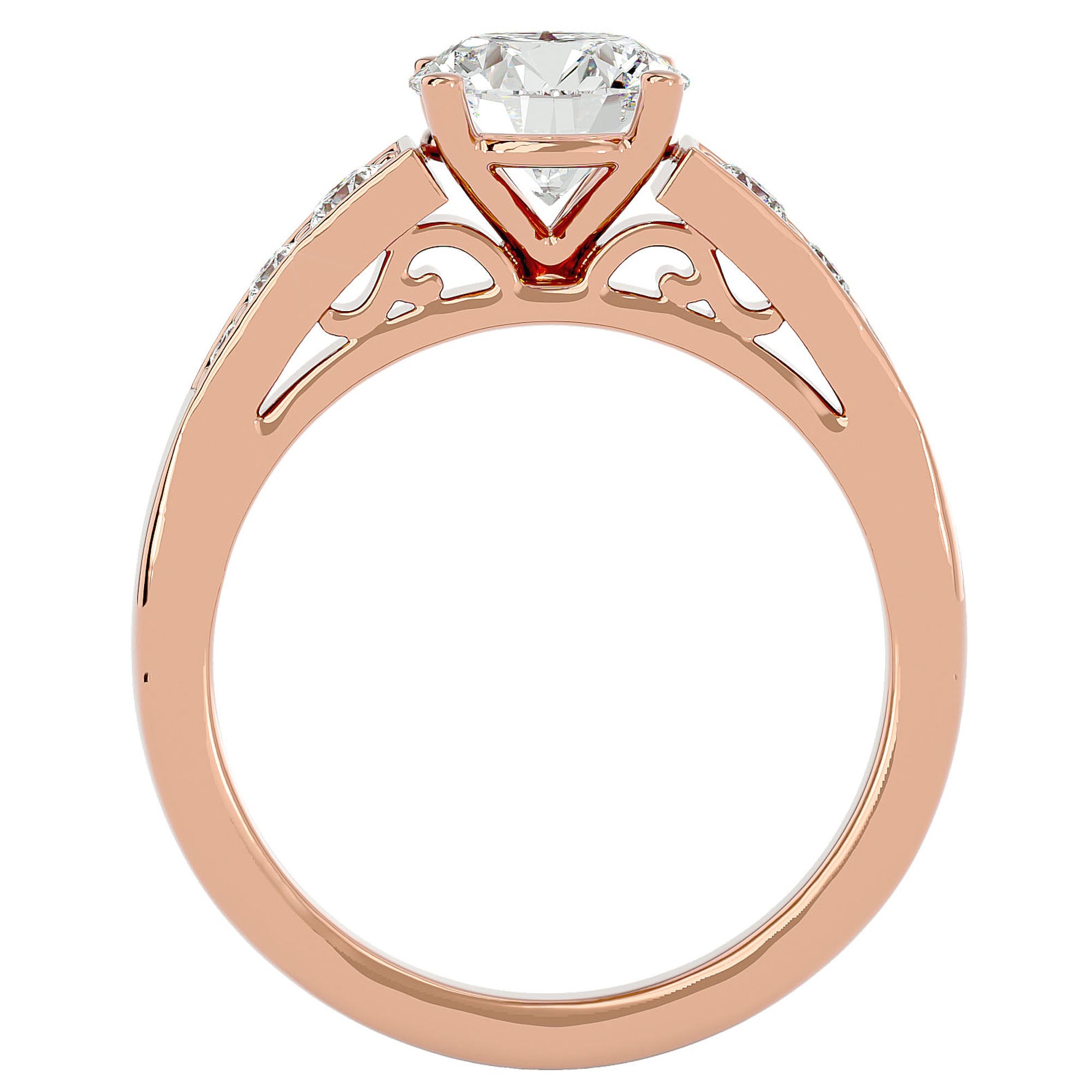 Inel de Logodnă cu Diamante Create în Laborator Tăietură Rotund Brilliant de 1.13 ct din 18k Aur Roz - Castelo.ro
