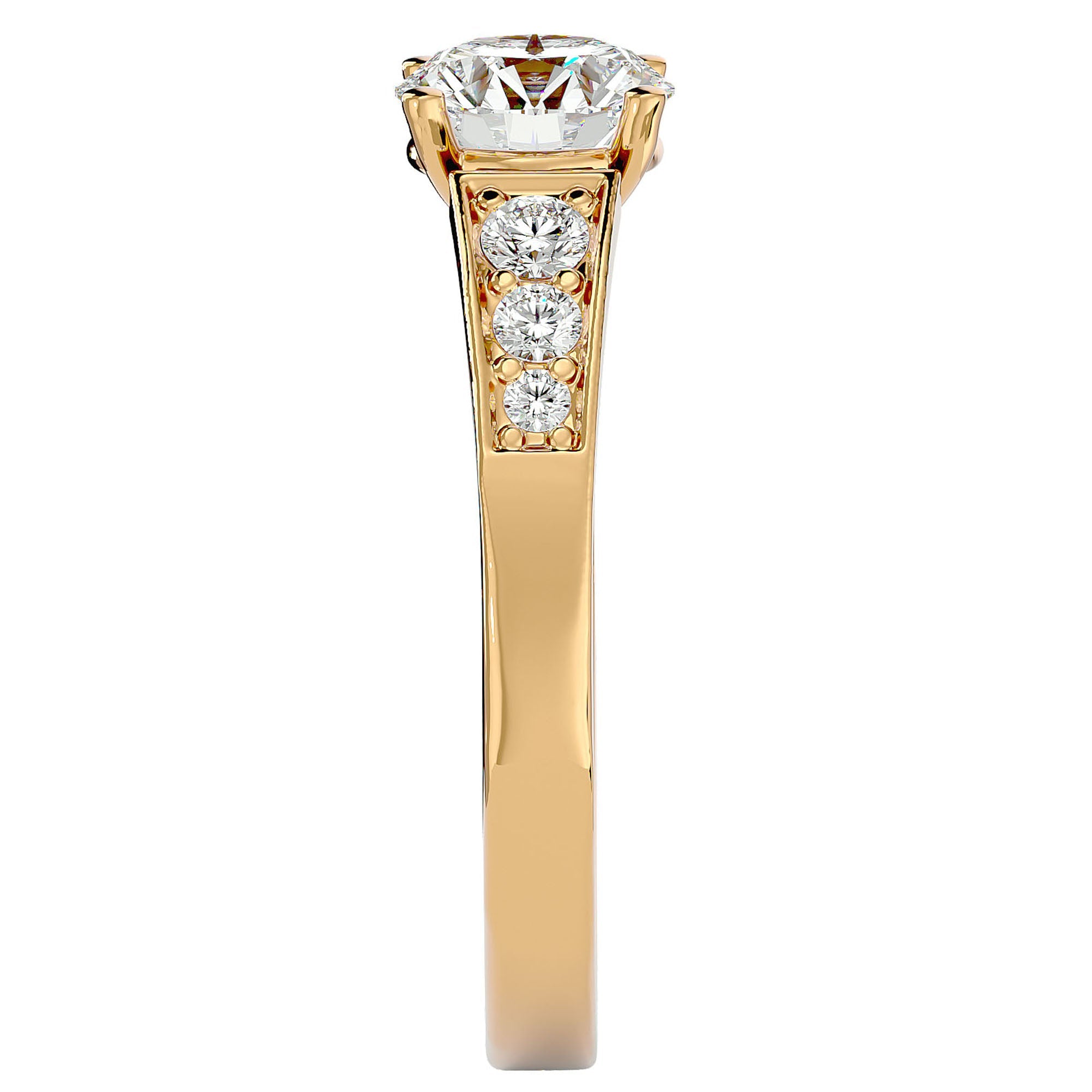 Inel de Logodnă cu Diamante Create în Laborator Tăietură Rotund Brilliant de 1.13 ct din 18k Aur Galben - Castelo.ro
