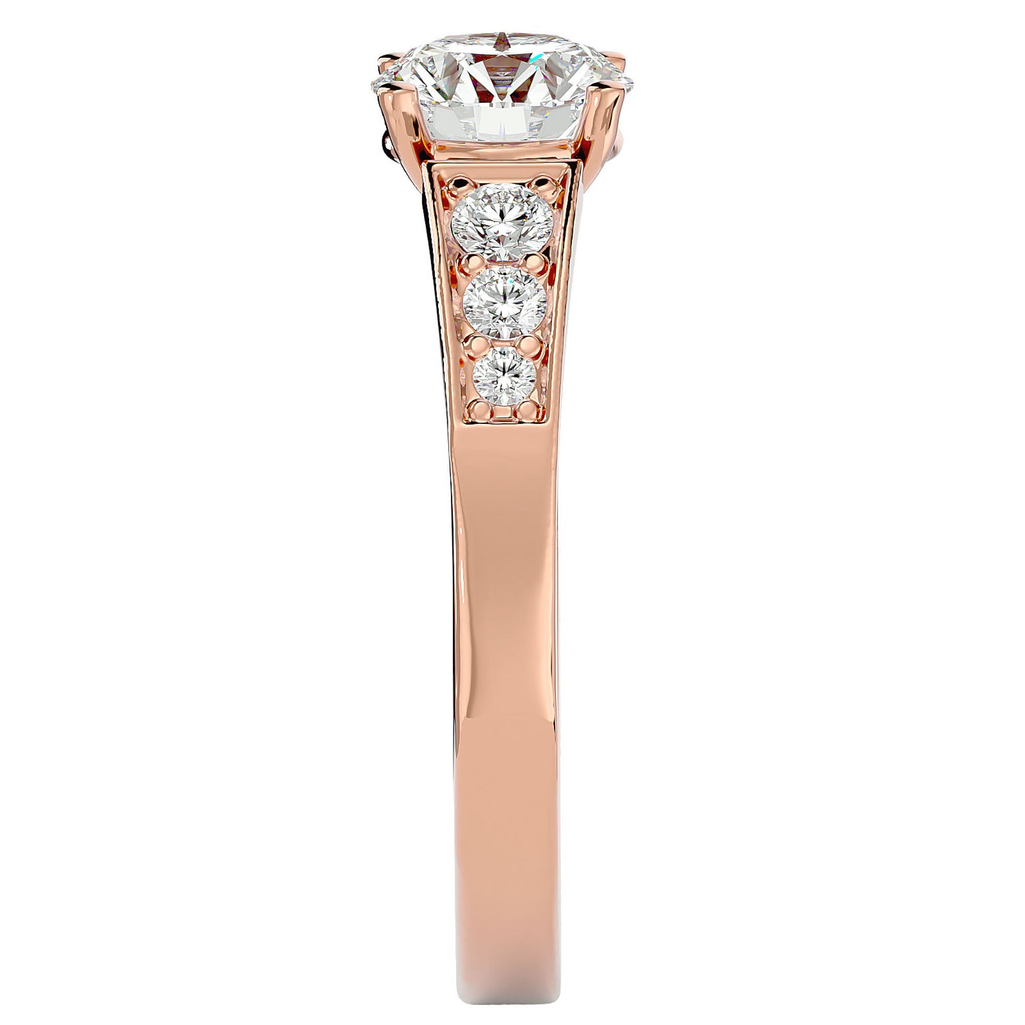 Inel de Logodnă cu Diamante Create în Laborator Tăietură Rotund Brilliant de 1.13 ct din 18k Aur Roz - Castelo.ro